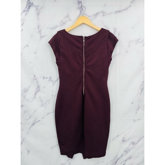 E033 Bar III Ribbed Envelope Hem Mini Dress in Dark Prune - Picture 5 of 6